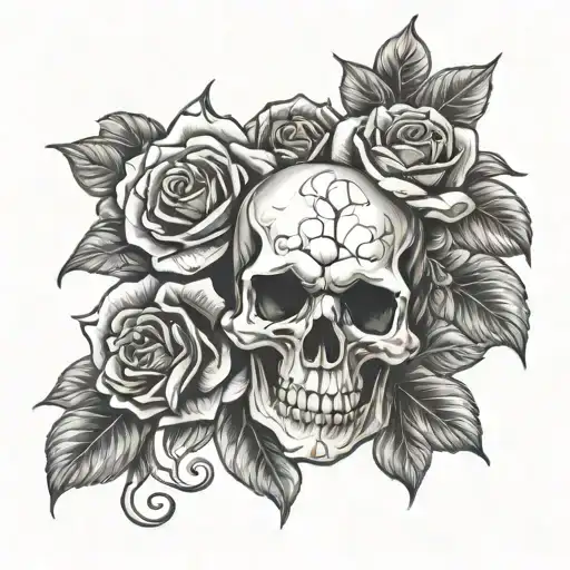 Skull Cross Roses Death