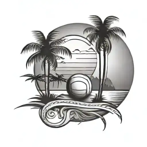 Beach Volleyball California Sun Setting