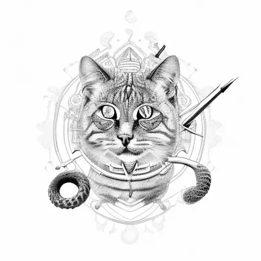 An Intricate Black And Grey Tattoo Of A Veterinarian Surrounded By Various Animals