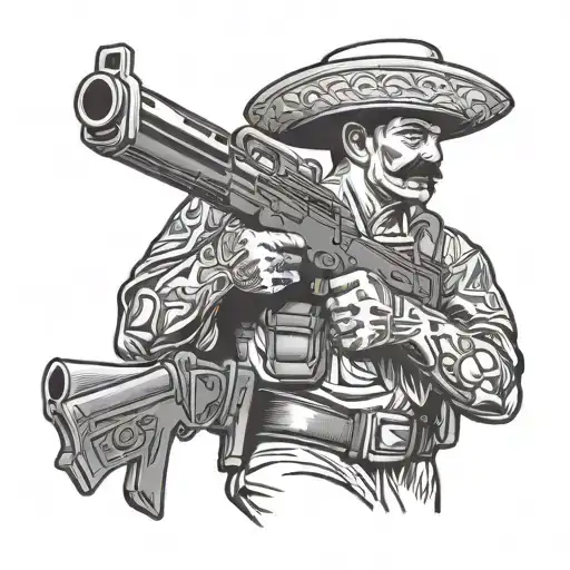 Mexican Soldier Carrying Gun