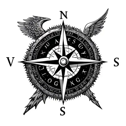 Compass Surrounded By Virgo Zodiac Sign