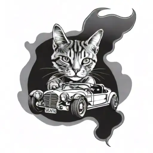 Cat Driving A Car Flipping Off