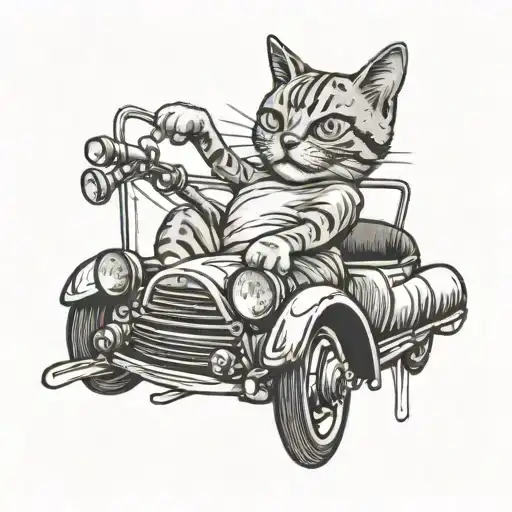 Cat Driving A Car Flipping Middle Finger