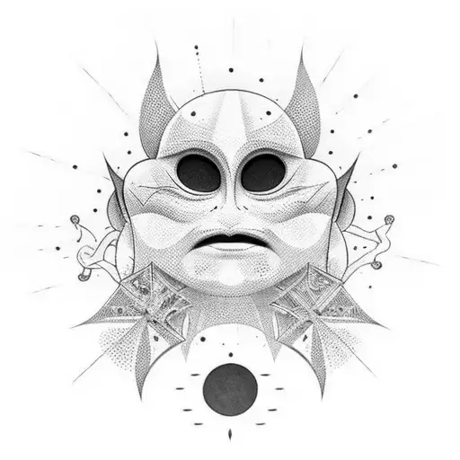 Cool Sun Design With Dotted Line That Look Like Shadows With No Face