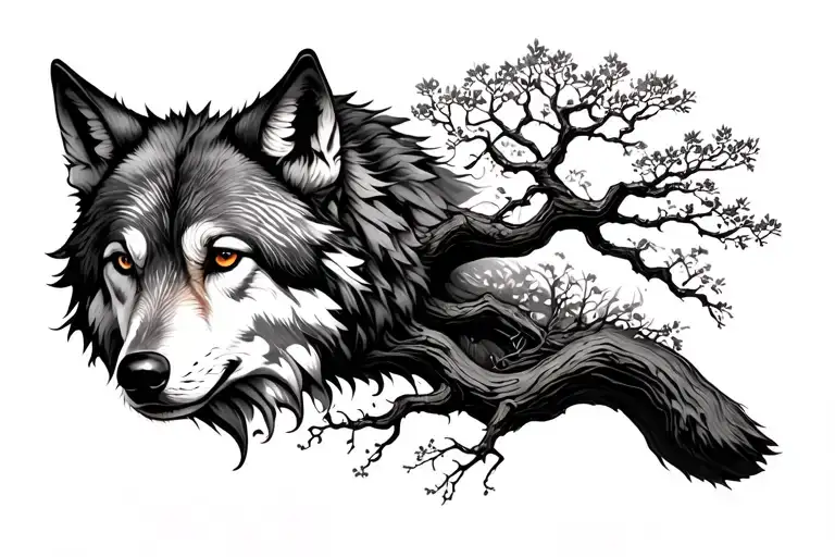 Wolf And Tree Of Life