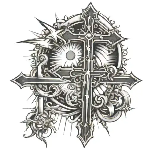 Crosses And Sun Rays