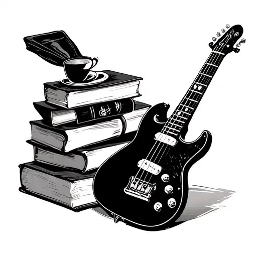 Books Bass Guitar Coffee