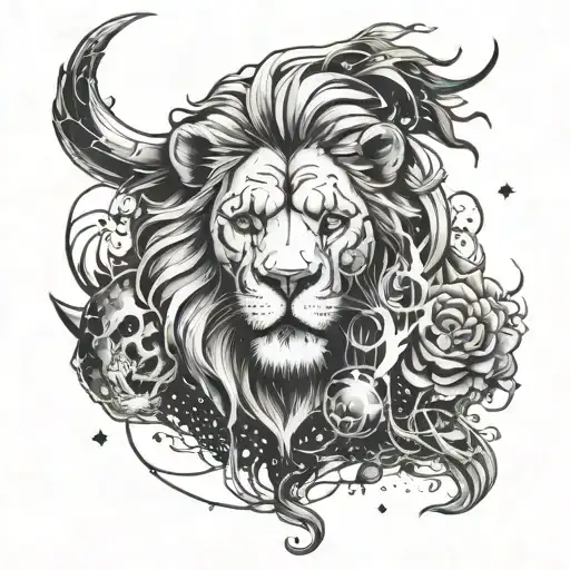Skull And Lion Constellation Intertwined