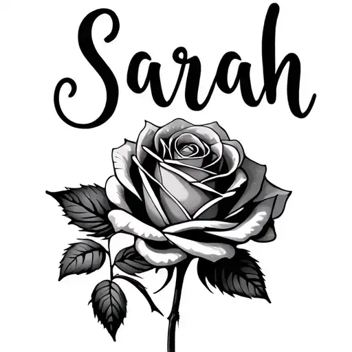 The Name Sarah Implemented Into A Rose