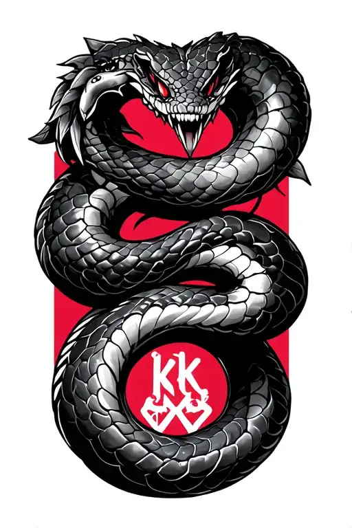 A Serpent Against A Cherry Background With Acronyms Kingdom Hearts