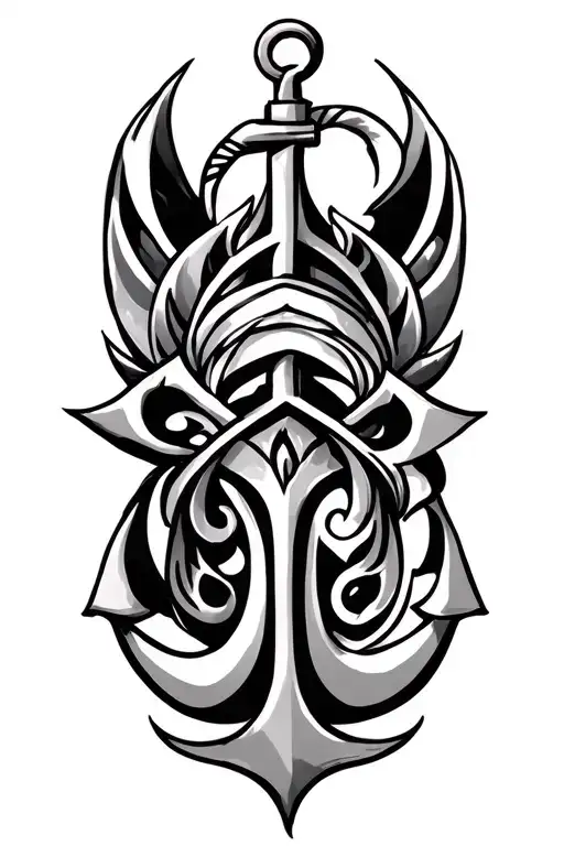 Nautical Tribal Half Sleeve Tattoo Upper Arm