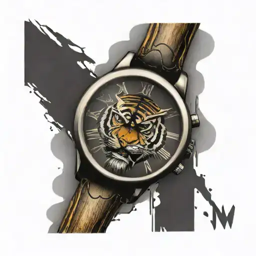 Tiger Eye With Clock Pointing At 'Now'