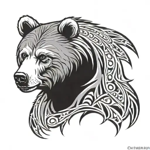 Tribal Bear Tatoo For Head