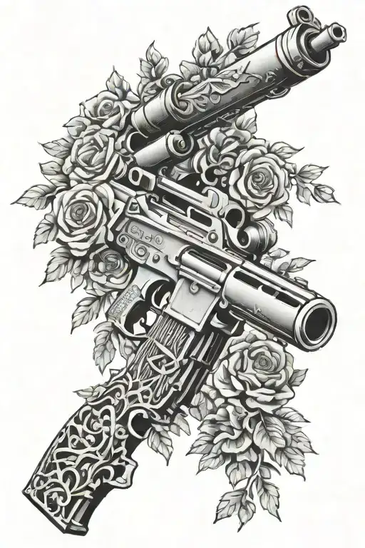 Russian Machine Gun Ok Covered With Dead Flowers Mountains