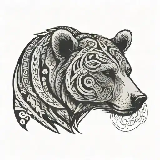 Tribal Bear Tatoo For Head