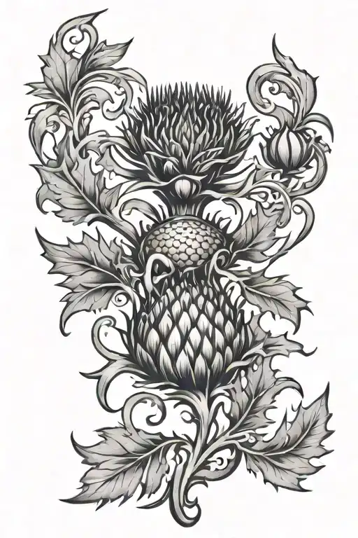 Scottish Theme With Thistle Intertwined