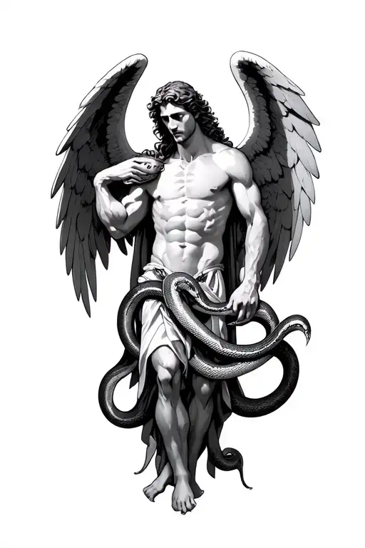 Archangel Michael Grabbing Snakes Neck