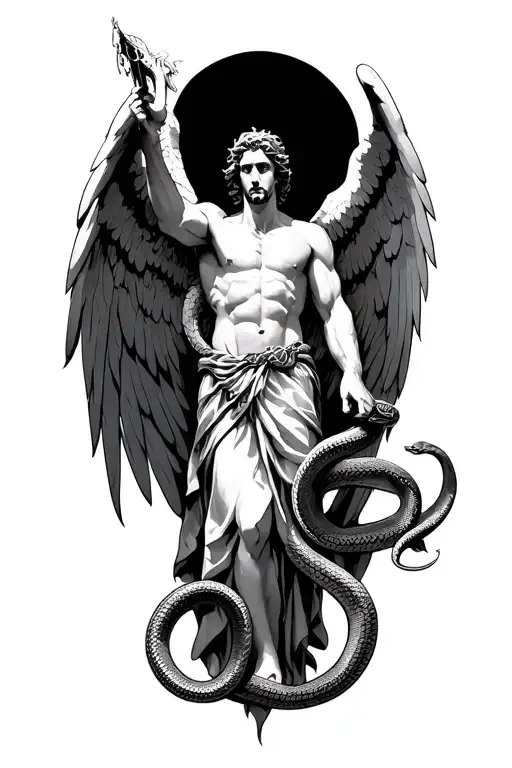 Archangel Michael Killing Small Snakes Neck