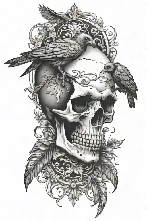 Skull And A Raven
