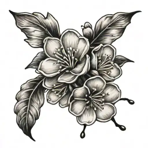 Small Tattoo Back Cherry Blossom Flower Than Small 5 Birds God Quote