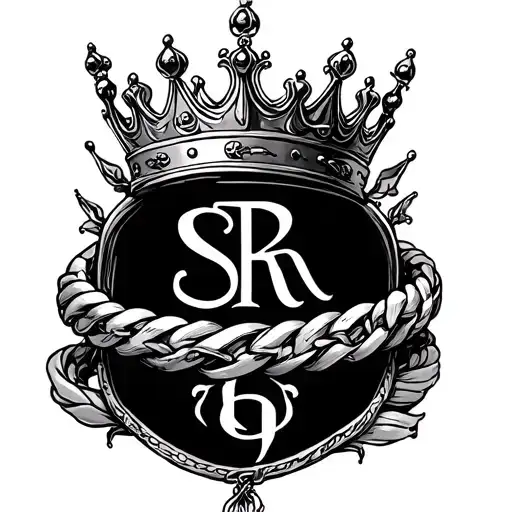 Ankle Bracelet Tattoo With A Crown And Initials Sr
