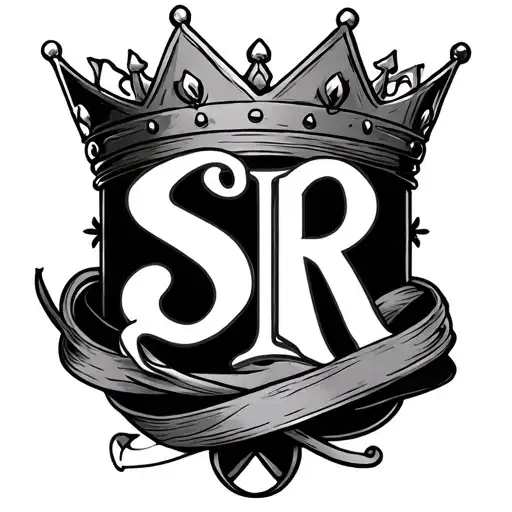 Ankle Wrap Tattoo With A Crown And Initials Sr