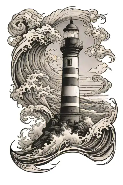 Lighthouse With Waves Crashing