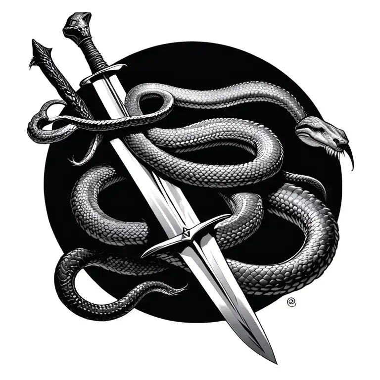 Snake Wrapped Around A Sword