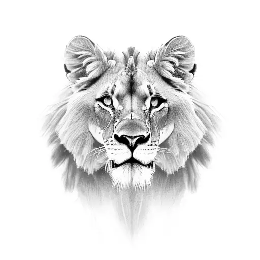 A Black And Grey Portrait Of A Lioness With A Regal And Majestic Expression