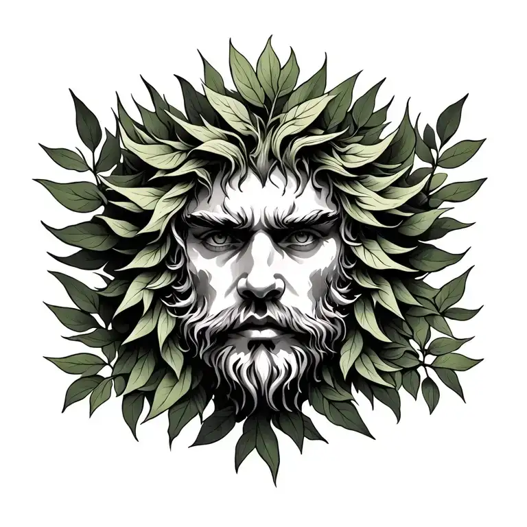 Green Man Foliage Face
