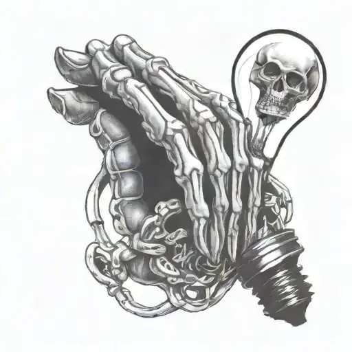 Skeleton Hand Holding Lightbulb