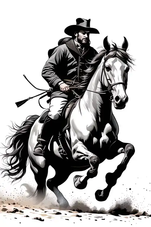 Horseman Riding On A Horse Galloping