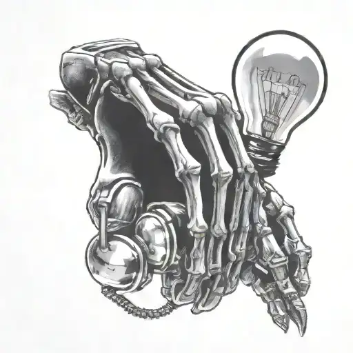 Skeleton Hand Holding Lightbulb