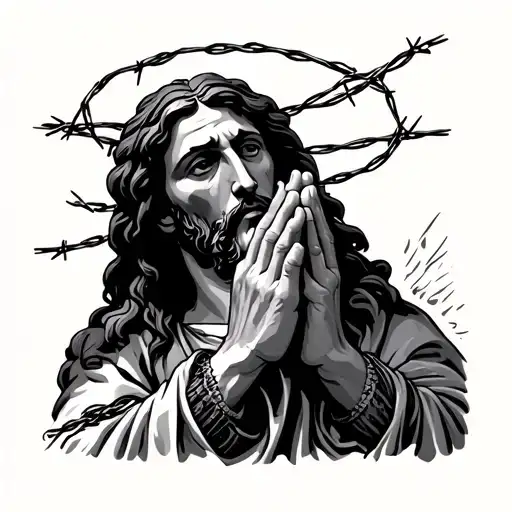 Barb Wire Around Wrist Jesus Praying