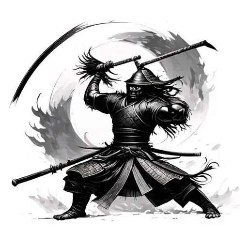 Samurai Warrior Battling
