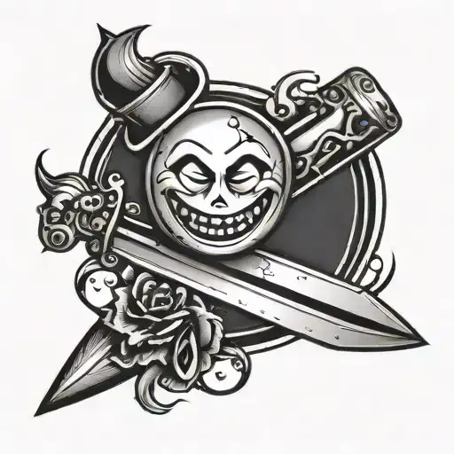 A Dagger With A Smiley Face On The Blade And Pommel