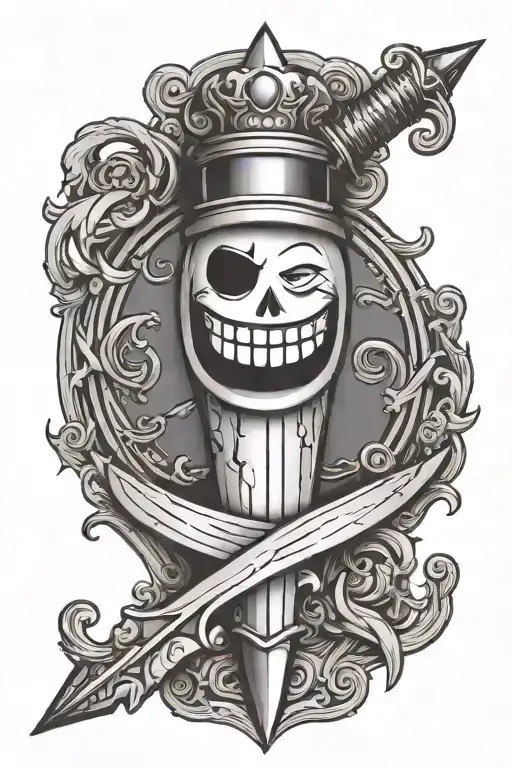 A Dagger With A Smiley Face On The Blade And Pommel