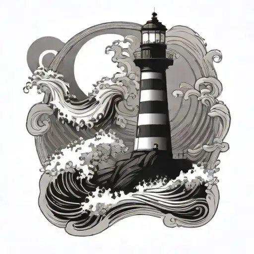 Lighthouse With Big Waves Crashing
