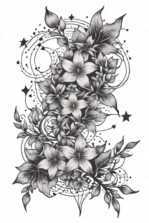 Gemini Star Constellation With Lavender Flowers