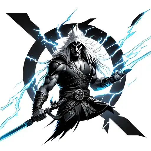 Raiden With Lightning Mortal Kombat With The Background Of The Mortal Kombat Logo