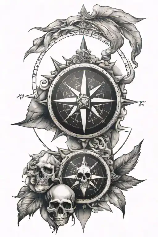 Compass With South Africa And Australia Skulls
