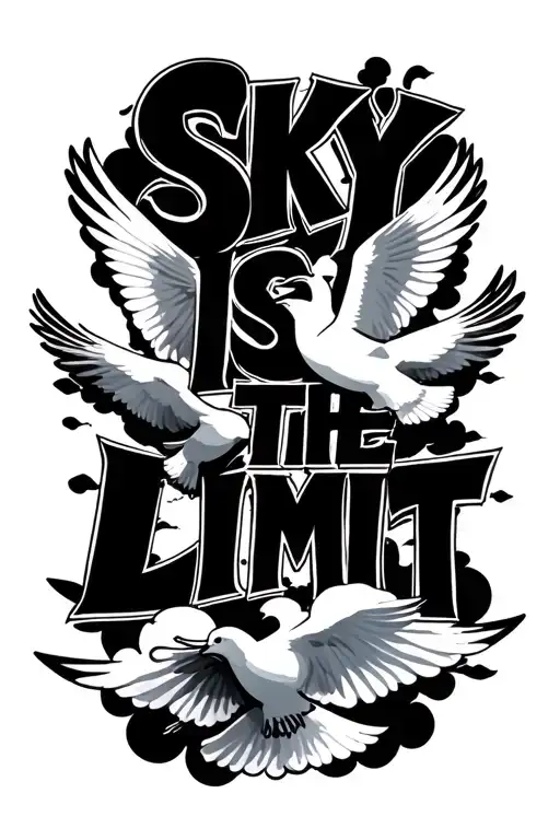 Sky Is The Limit Text Doves And Cloud Background