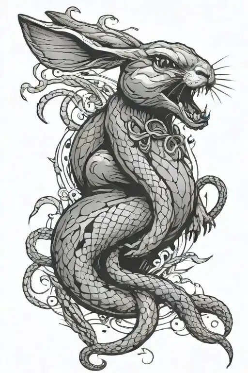 Bunny Being Attacked By Snake Who Gets Cut By Scissors