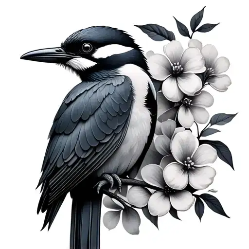 Ara Bird With Flowers