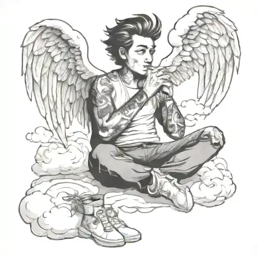 Bad Boy Angel Smoking Weed Morphing Cloud Memories Saying Im Ok Momma