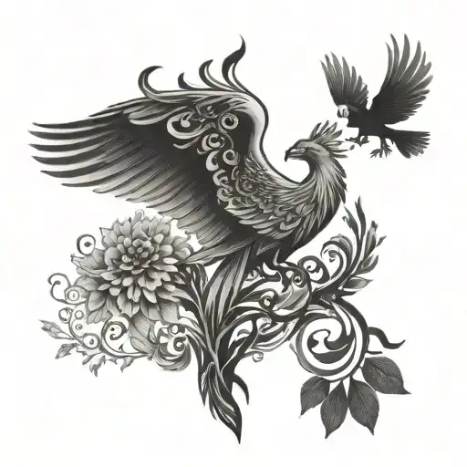 Tree Of Life An Phoenix Bird Flying