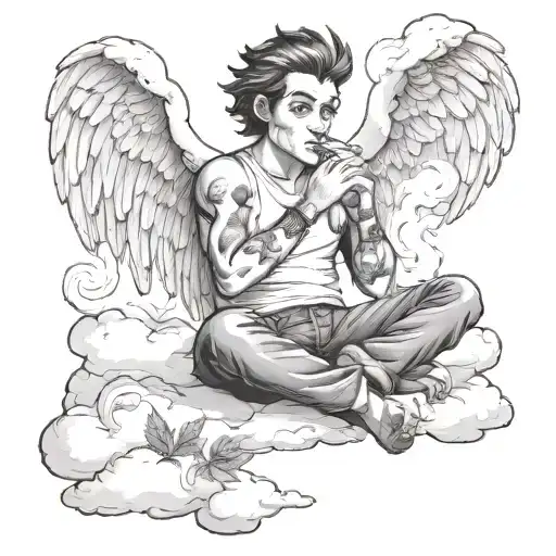 Bad Boy Angel Smoking Weed Morphing Cloud Memories Saying Im Ok Momma