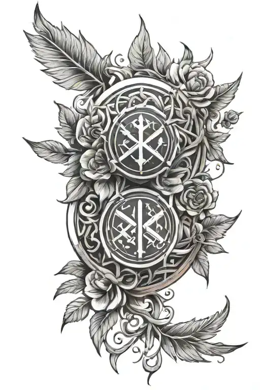 Madder On The Forearm With Runes In Old Russian And Raven