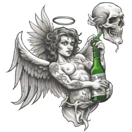 Marijuana Beer Partying Angel Bad Boy Smoking Bong Note Says Im Ok Mama