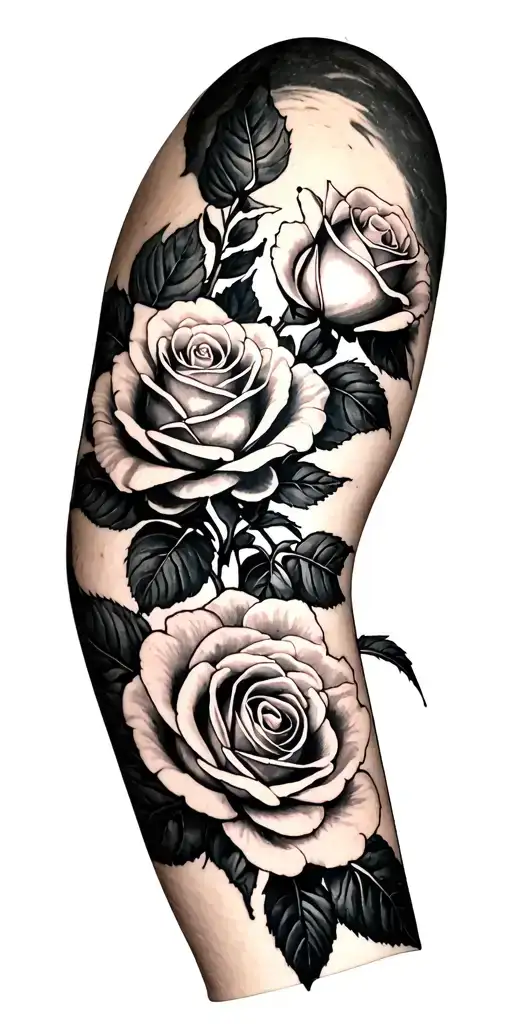 Grunge Roses Inside Forearm Half Sleeve